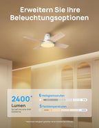 Dreo Ceiling Fan with Light and Remote Control, 44 Inch Flat Black Reversible 5CC 6 Level Dimmable 6 Speeds Quiet Timer Easy Assembly for Bedroom