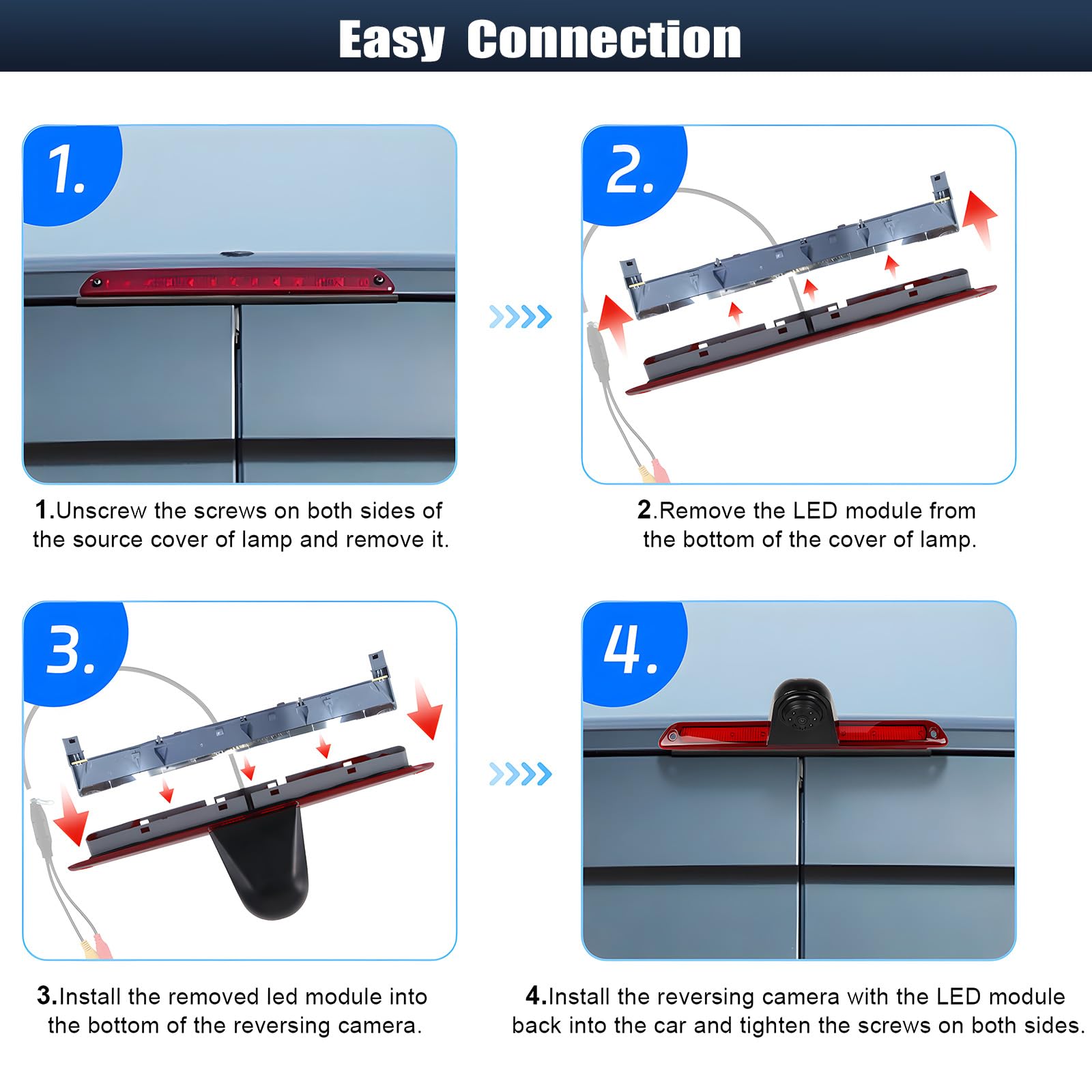 720P HD Rückfahrkamera für Mercedes Sprinter 2006-2019 & VW Crafter 2007-2019, 140° Weitwinkel, IP67 wasserdicht, Nachtsicht mit Infrarotlichtern