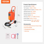 VEVOR Mobiles Sandstrahlgerät 18,92 L Sandstrahlanlage 243,84 cm ArbeitsschlauchSandstrahler 60–110 PSI Arbeitsdruck ideal zum Entfernen von Rost, Farbe, Flecken und das Polieren großer Flächen