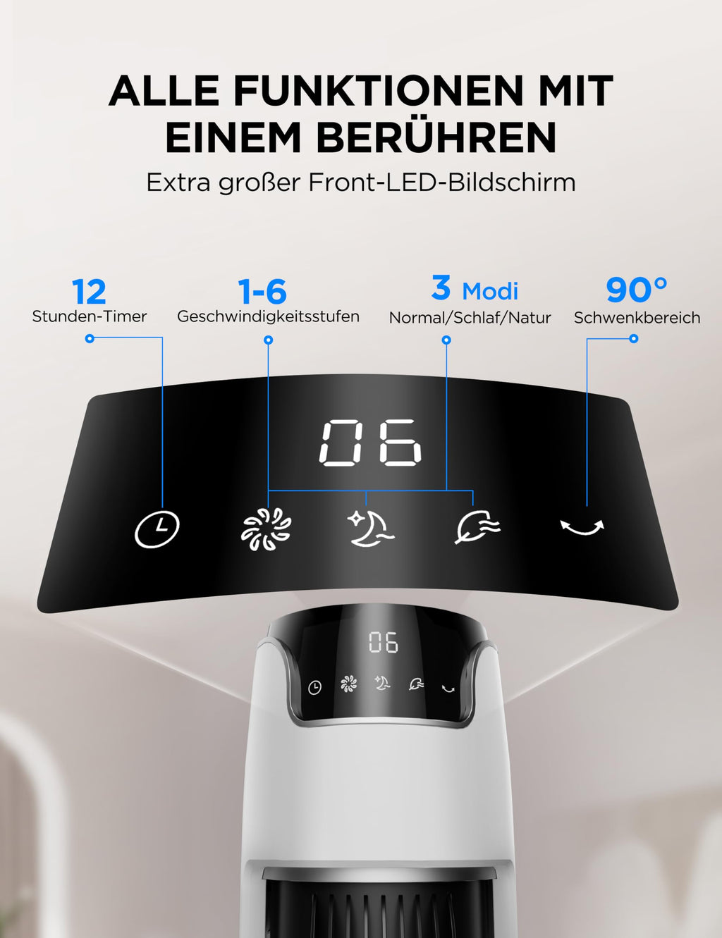 Midea FZ10-16AR Column Fan with Remote Control