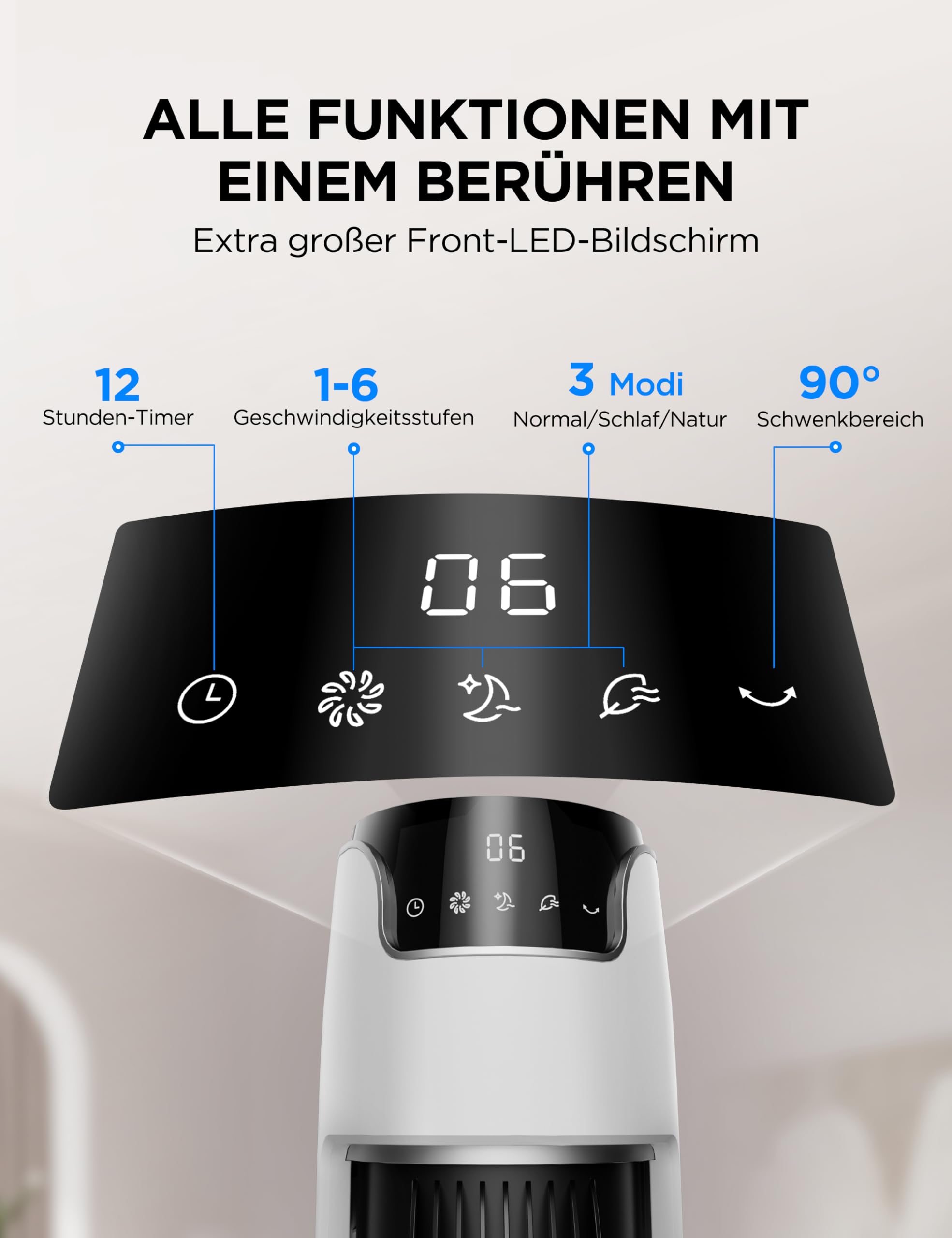 Midea FZ10-16AR Column Fan with Remote Control