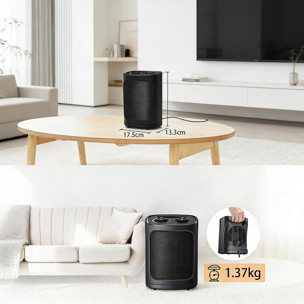 COWSAR Mini Heizlüfter Energiesparend, 1800W Elektroheizung 3 Heizstufen ✓ Überhitzungs & Kippschutz ✓ Keramik Heizlüfter für Badezimmer, Schlafzimmer, Büro