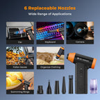 K&F CONCEPT 2 in 1 Elektrische Staubgebläse & Staubsauger - 150000 U/min, mit Unendliche Gangschaltung, 5000mAh Akku，Super Power Druckluft Compressed Air Duster für Tastatur, Kamera, Auto, PC, Außen