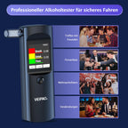Alkoholtester Polizeigenau Alkoholtest Promillemessgerät: Tragbarer Alcohol Tester Promilletester mit 11 Mundstücken - Digitaler Alkotester Hohe Genauigkeit für Persönlichen Gebrauch Sensor - Schwarz