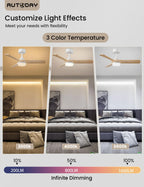 AUTODAY Holz Deckenventilator mit Beleuchtung,leiser Gleichstrommotor,90 cm deckenventilator outdoor,3 hölzern Flügel,dimmbarem LED 24W,Fernbedienung mit Memory-Funktion,6 Geschwindigkeiten,Timer