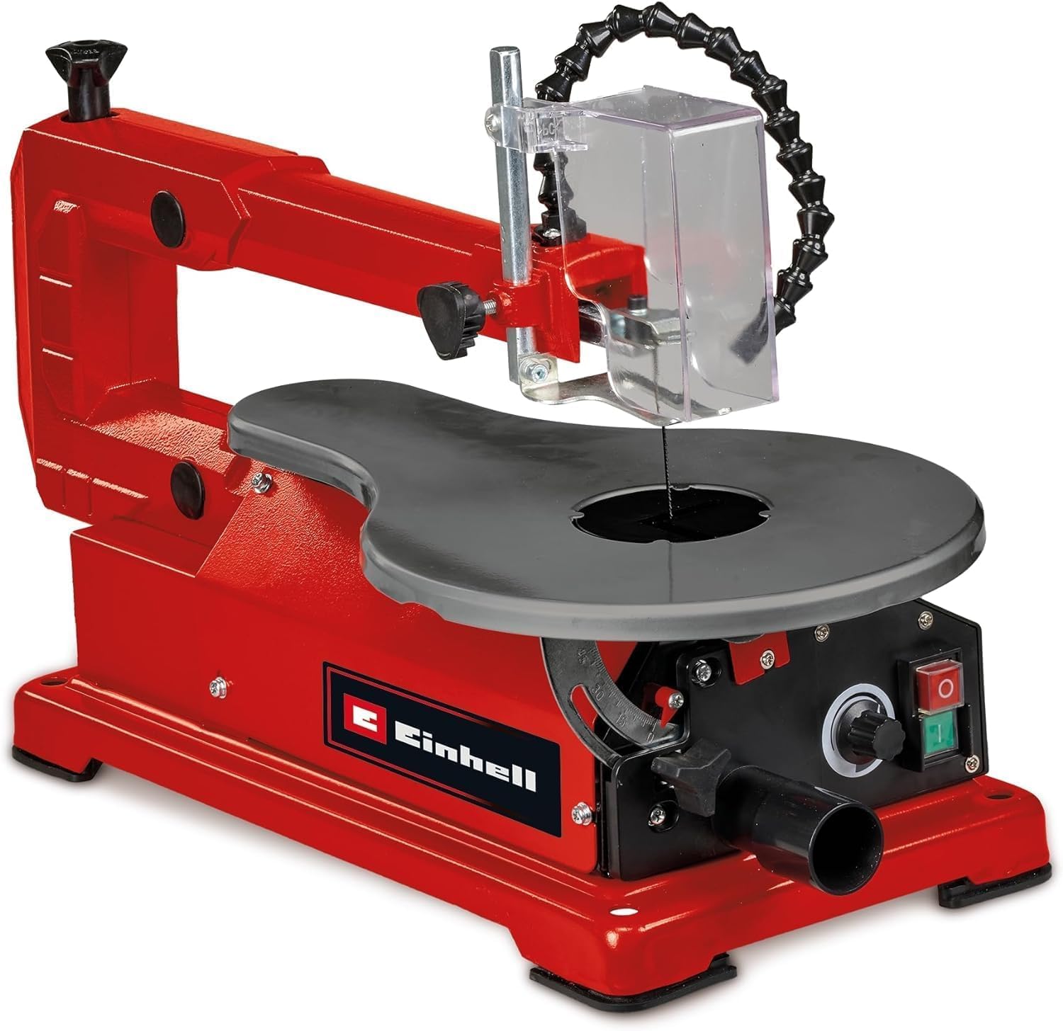 Einhell Dekupiersäge TC-SS 406 E (120 W, 50 mm Schnitthöhe, 47° neigbarer Tisch, variable Drehzahl, Blasvorrichtung, inkl. 2 Sägeblätter)