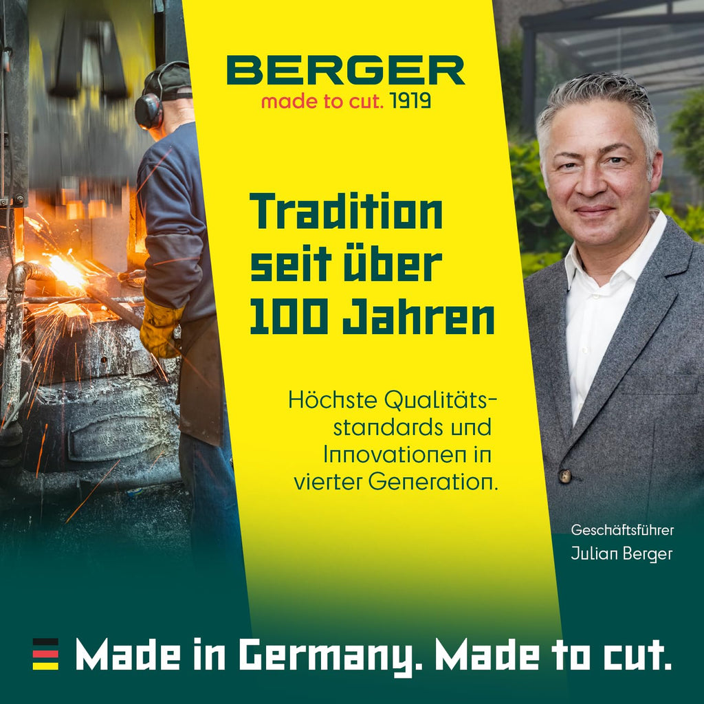 BERGER-Tools Heckenschere Komfort 4590 mit Wellenschliff und Anschlagdämpfer, Länge 54 cm, Rot, Heckenschere Komfort mit Wellenschliff 540mm