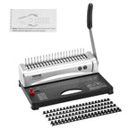 VEVOR Bindemaschine, Kammbindemaschine 21-Loch-Bindung 450 Blatt, Buchbindemaschine mit 100 Stück 3/8 Zoll Kammbinderücken, für Briefgröße, A4, A5