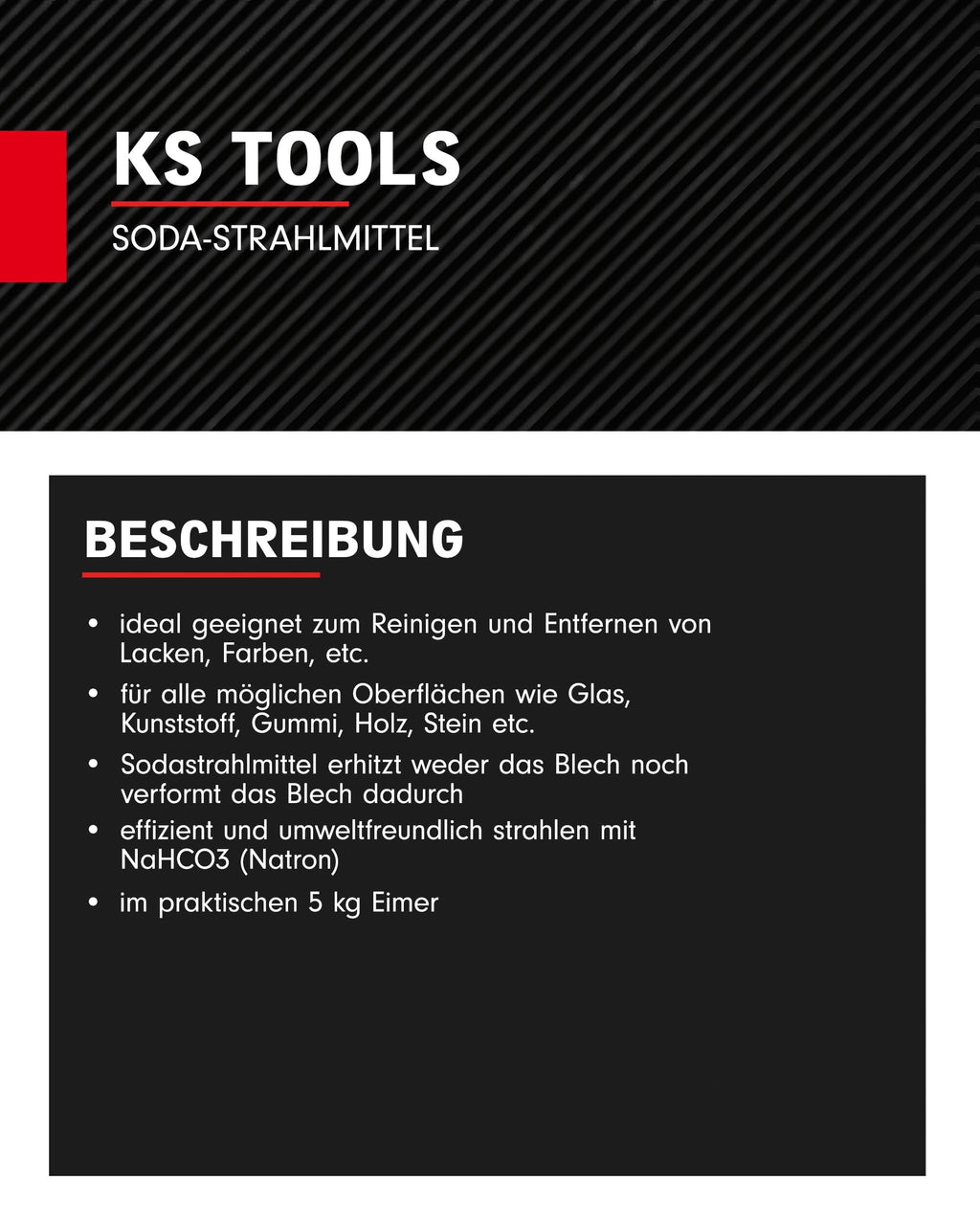 KS Tools Soda Strahlmittel 5 kg 515.1923 I < 0,5 mm Siebfraktion I Umweltfreundliches Reinigungsmittel mit Natron zum Reinigen und Entfernen von Farben oder Lacken