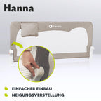 Lionelo Hanna Bettgitter Rausfallschutz 150 cm x 66 cm, zusammenklappbar um 180 Grad, luftiges Netz, einfache Montage, Standsafe-Blockade, SecureBelt, stabile Konstruktion