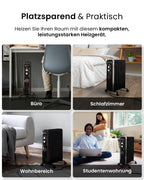 Pro Breeze 2500W Ölradiator mit 11 Heizrippen, Elektrischer Heizkörper, 24h Timer, Ölradiator energiesparend, 3 Heizstufen, Einstellbares Thermostat & Sicherheitsabschaltfunktion - schwarz