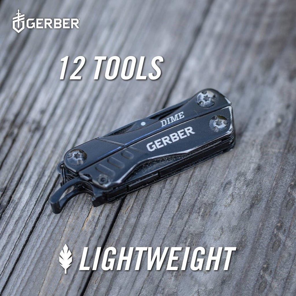 Gerber Multifunktionswerkzeug mit 12 Funktionen, Dime Pocket Multi-tool, Schwarz, 1014030