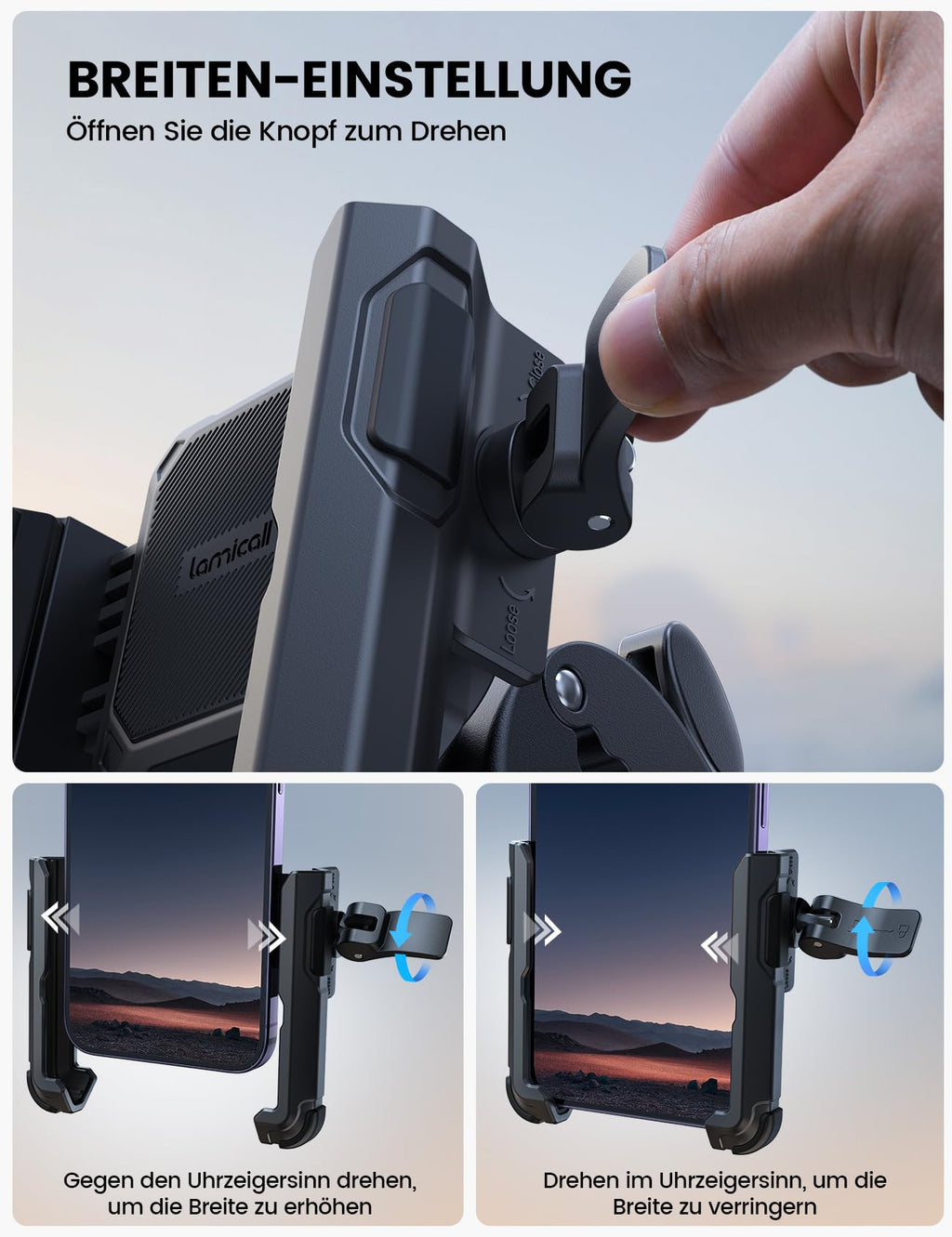 Lamicall Handyhalterung Motorrad, Handyhalter Fahrrad - 【1s Schnellspanner】 Lenker Halter für Dreharbeiten, Universal Handy Fahrradhalterung für iPhone 17 16 15 14 13 Pro Max Plus, 4-7 Zoll Smartphone