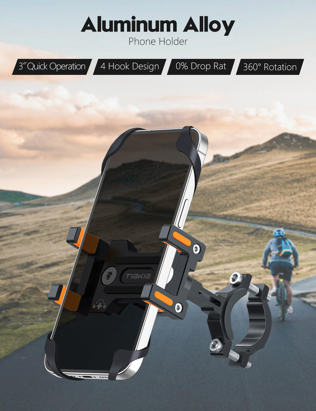 Tiakia Fahrrad Handyhalterung Aluminiumlegierung Motorrad Scooter Fahrrad Universal Handy Halterung Schnellspanner Outdoor Lenker Handy Halter Mit 360° Drehbarer Für 4,5-7,0 Zoll Smartphone