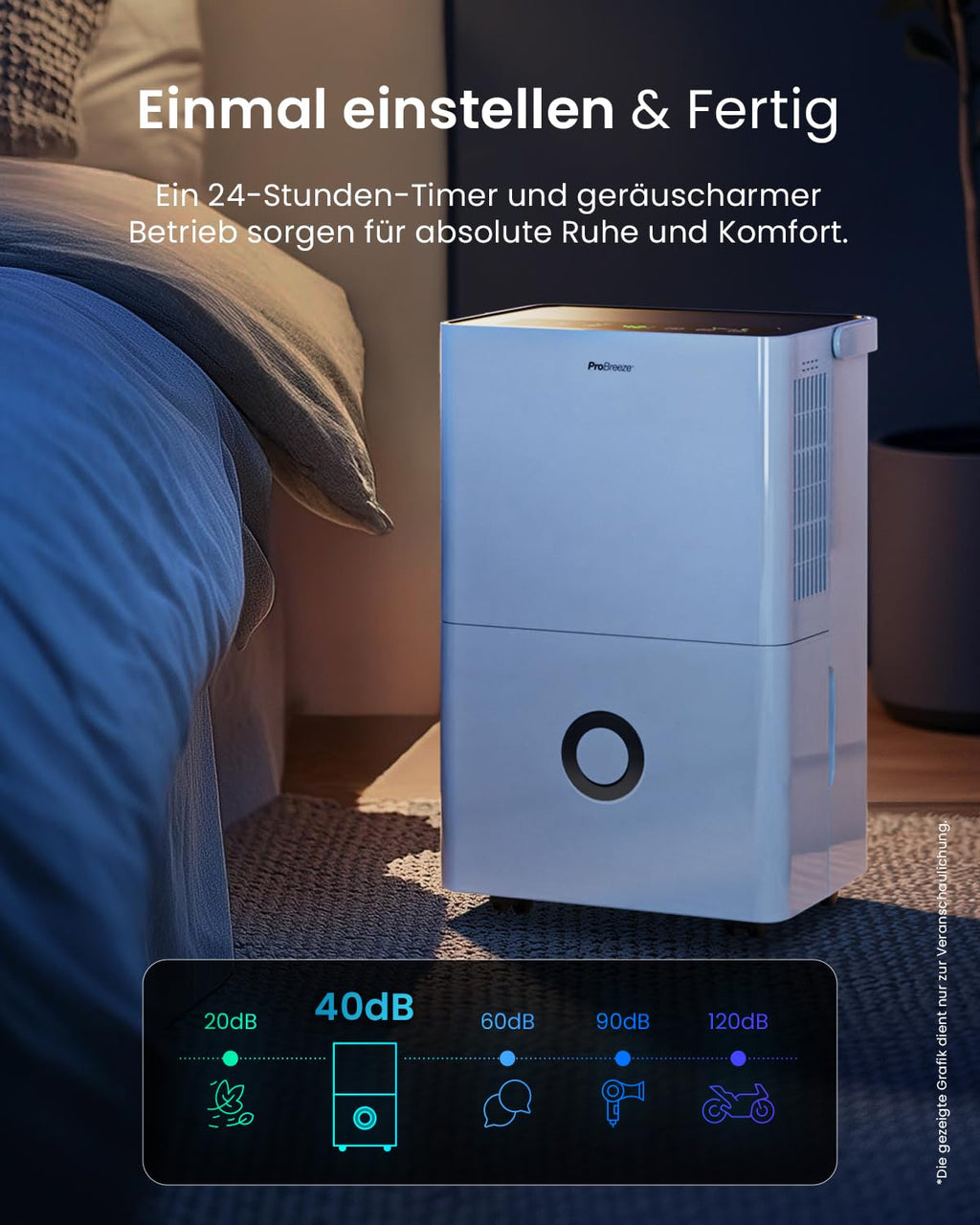 Pro Breeze Luftentfeuchter 30L in 24h Entfeuchtungsleistung - Elektrischer Luftentfeuchter mit WLAN & App - Feuchtigkeitssensor, 4L Wassertank, Timer, Ablaufschlauch - Gegen Feuchtigkeit, Schimmel