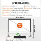 VEVOR Projektion Beamer Leinwand mit Ständer 150 Zoll HD 4K Outdoor Indoor Projektor Screen Schnelles Klappbare Tragbare Filmleinwand 16: 9 für Heimkino, Camping und Freizeitveranstaltungen Schwarz