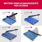 Olympia G 3120 Profi Hebelschneider | Papierschneidemaschine bis zu 20 Blatt | Papierschneider DIN A4 | 310 mm Arbeitsbreite | Schneid-Schutz & Arretierungsmöglichkeit | Papier Schneidegerät | blau