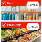 Meto Basic S Starter Kit inkl. 11.000 Etiketten – Preis, Datum, MHD (1-zeilig, 8-stellig für 22x12 mm Etiketten, sofort einsatzbereit) Handauszeichner + 11 Etikettenrollen