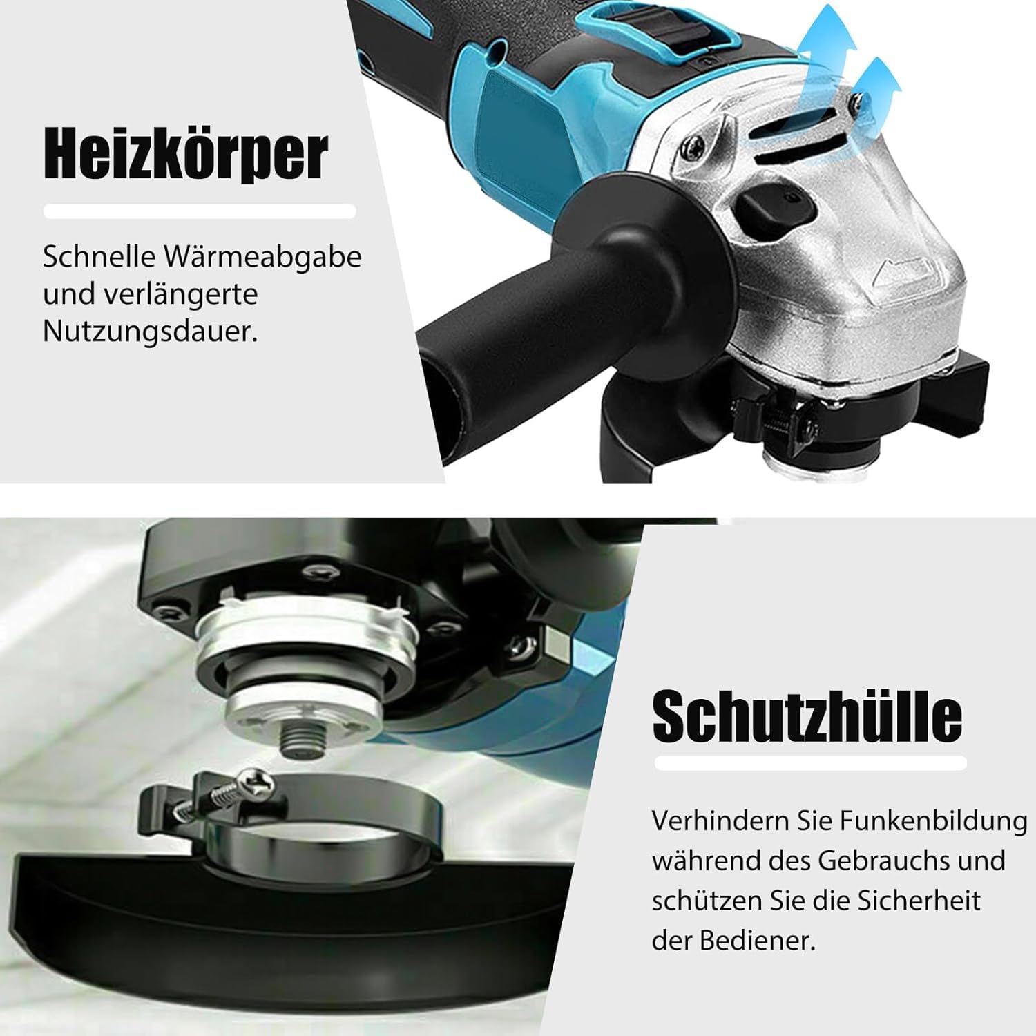 Akku Winkelschleifer 125 mm Kabellos,Kompatibel mit Makita 18V Akku, 7000 RPM Bürstenloser Motor Kabelloser Winkelschleifer zum Schneiden, Schleifen, Polieren, usw. (Akku nicht enthalten)