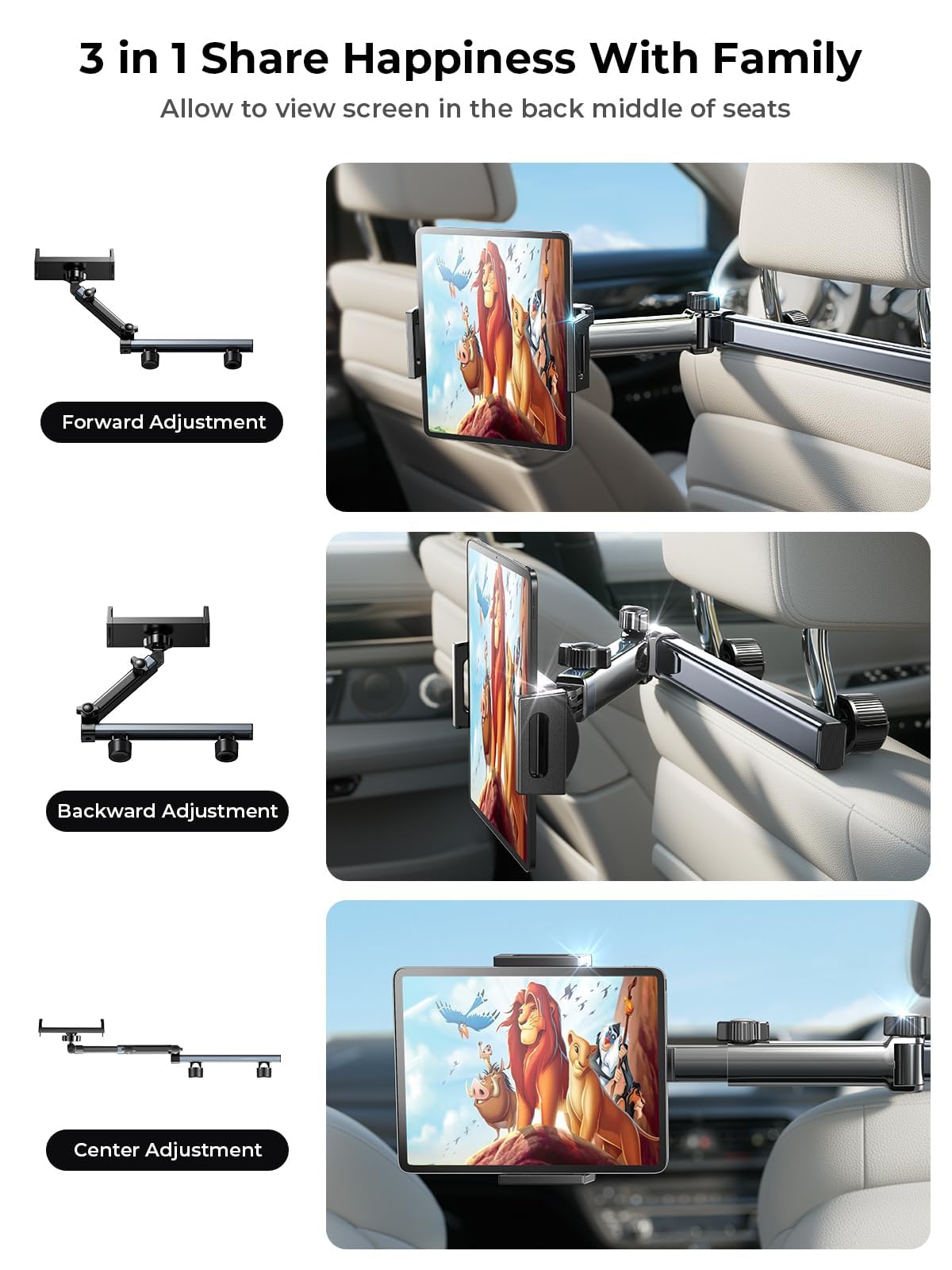 LISEN für iPad Tablet Halterung Auto Mitte, Universal Handyhalterung Auto Organizer Zubehör Innenraum Ausziehbare KFZ für Tablethalterungen Auto Reise Zubehör für iPad Air/Samsung/und 4,7-11 Zoll