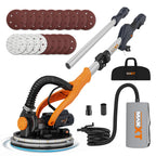 MAXXT 820W Trockenbauschleifer mit Ring-LED-Beleuchtung | Klappgriff + Verlängerungsrohr(bis 165cm) | 215mm Schleifplatte & 225mm Schleifpapier | 600-1900 U/min | six dust bag