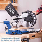Scheppach HM254 Kappzugsäge mit Softstart & Laser - 2000W Leistung |Ø 255mm Sägeblatt | Schnittbreite/höhe: 340mm x 90mm | inkl. 2. Sägeblatt (HM254)
