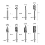 Wolframstahl Fräser, SPTA 8-Teilig Frässtifte 6mm Schaft Bit zum Holz Metall Marmor schnitzen, schleifen, gravieren usw, Bohren Tools, geeignet für Bohrmaschine, Multifunktionswerkzeug -CTBSET