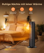 Heizlüfter Energiesparend, 2000W PTC Keramik Heizlüfter, 75° Oszillierend Elektroheizung mit Thermostat, Heizung Elektrisch Leise, 3 Modus, 24-Std-Timer, Überhitzungs- & Kippschutz