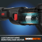 WORX WX516.9 NITRO Akku-Säbelsäge 20V - stark bürstenloser Motor - schneller Sägelblattwechsel - variable Schnittgeschwindigkeit - LED Licht - inkl. Holz- & Metallsägeblatt - ohne Akku & Ladegerät