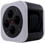 REV Kabeltrommel, Innenbereich, 4 Schutzkontaktsteckdosen, 10m, grau