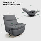 Softa Entspannungssessel, Manueller Schaukelstuhl mit verstellbarer Fußstütze, Seitentaschen, gepolsterte Sitzfläche und Rückenlehne, bequemer Liegesessel für das Wohnzimmer, Grau