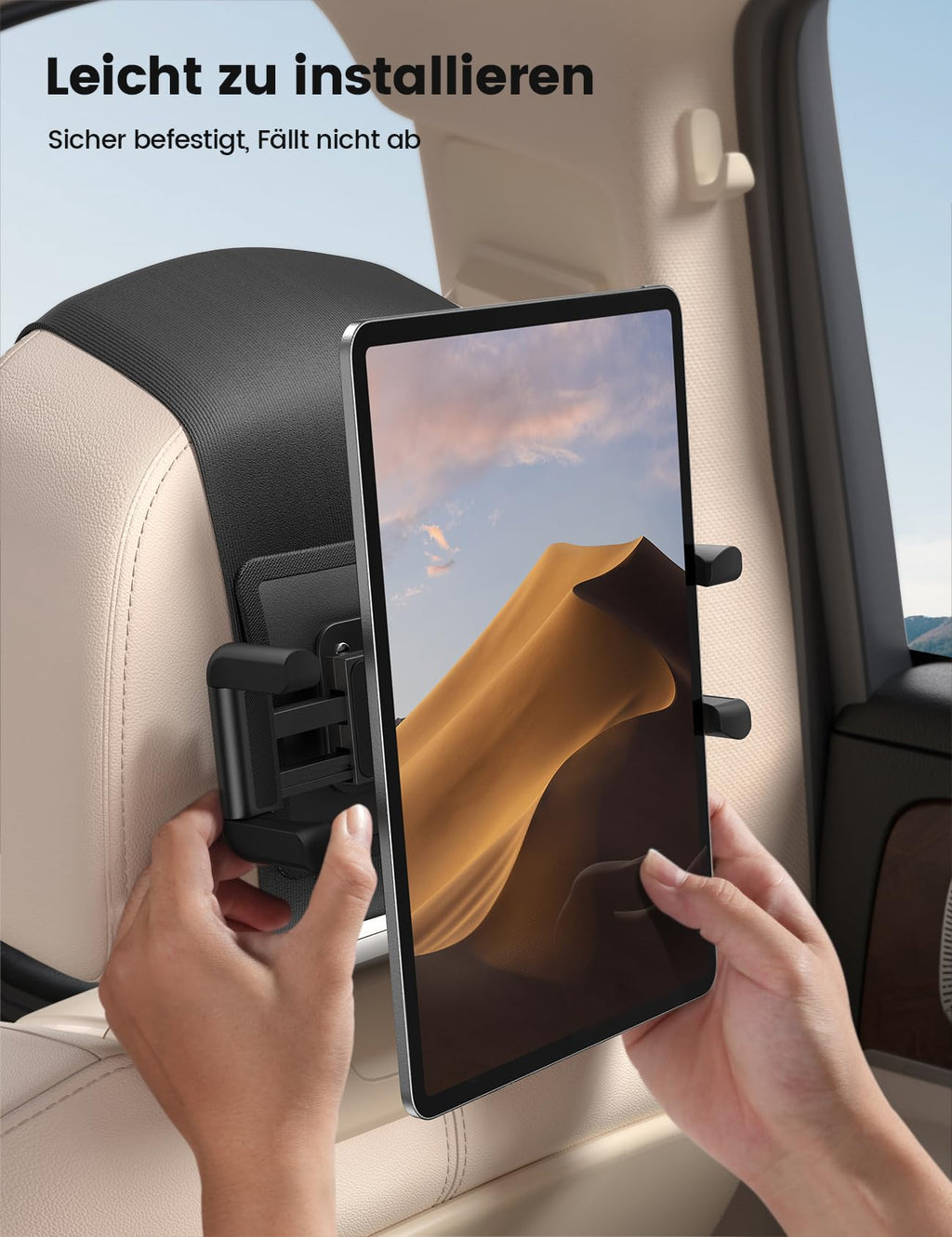 Lamicall Tablet Halterung Auto Kopfstütze - [Faltbare Dicke Tablet-Klemme] 360° Drehung Tablethalterungen Auto, KFZ iPad Kopfstützenhalter für Samsung Tab, iPad Pro, Air, Mini, 6,1-13 Zoll Geräte