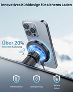 YOSH für Magsafe Autohalterung mit Ladefunktion 15W, [Metall-Doppelhaken & N55 Starke Magnets], Handyhalterung Auto für Magsafe Ladegerät Lüftung für iPhone 17 16 15 14 13 12