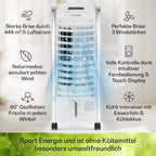 Klarstein Luftkühler mit Wasserkühlung, 4-in-1 Verdunstungskühler, Luftbefeuchter, Ventilator & Nachtmodus, Mobile Klimageräte Luftkühler mit 6L Tank, 65 Watt Air Cooler, 444 m³/h Luftstrom