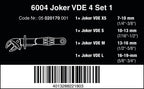 Wera 05020170001 6004 Joker VDE 4 Set 1, VDE-isolierter selbstjustierender Maulschlüssel-Satz, 4-teilig