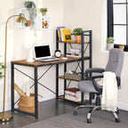 VASAGLE Schreibtisch, Computertisch mit Regalböden rechts oder Links, 120 cm breiter Bürotisch, für Arbeitszimmer, Homeoffice, einfacher Aufbau, vintagebraun-schwarz LWD48X