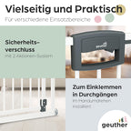 Geuther Türschutzgitter Easylock Plus | Treppenschutzgitter ohne Bohren Breite 68-76 cm | Türgitter Baby Holz-Metall | Kinderschutzgitter beidseitig öffnend | Kindersicherung Tür | Weiß