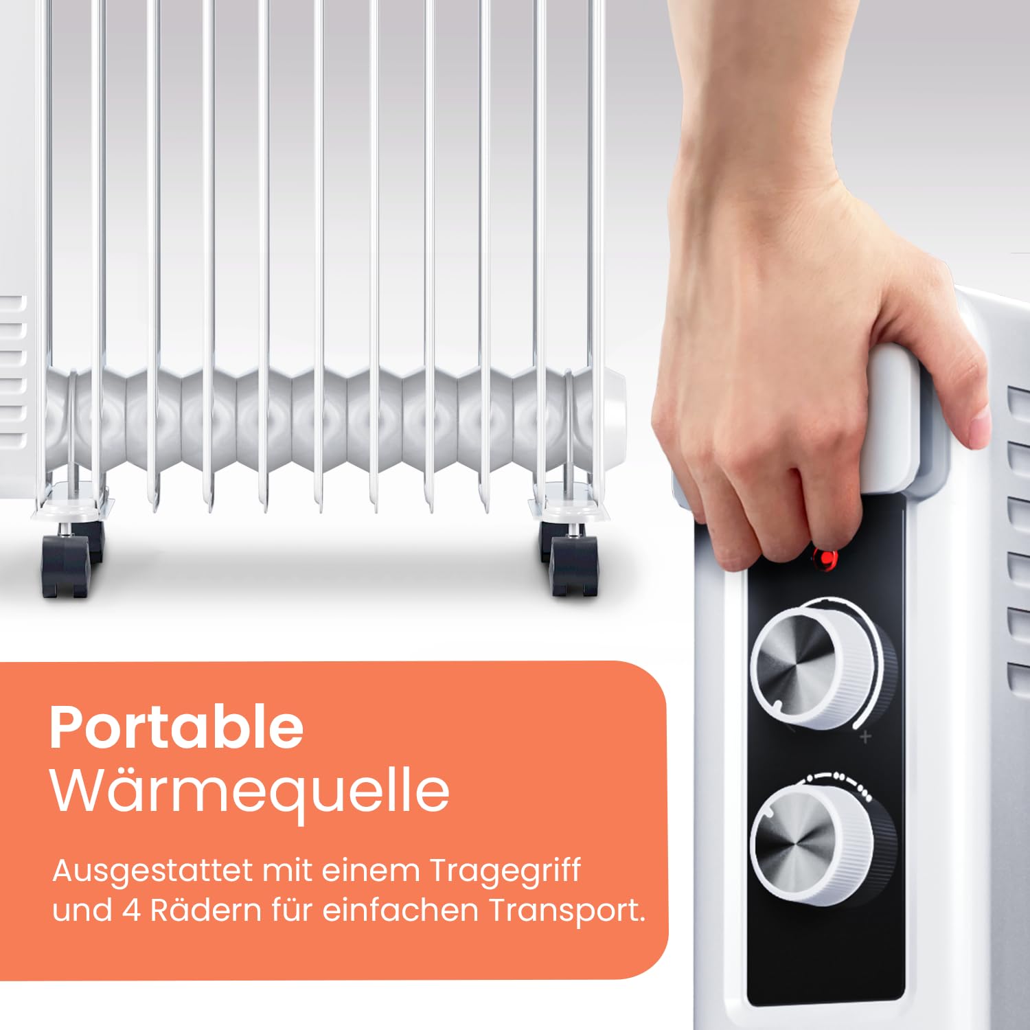 Pro Breeze 2500W Ölradiator mit 11 Heizrippen, Elektrischer Heizkörper, 24h Timer, Ölradiator energiesparend, 3 Heizstufen, Einstellbares Thermostat & Sicherheitsabschaltfunktion - weiß