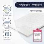Julius Zöllner Reisebettmatratze Travelsoft Premium, Schadstoffgeprüft nach Standard 100 by OEKO-TEX, 60 x120 cm