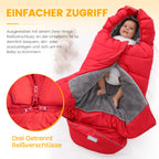 Orzbow Fußsack Kinderwagen Winter, Fußsack Buggy Fusssack Kinderwagen Baby Winter mit Wamres Korallen-Fleece, Reißverschluss, Anti-Rutschschutz & Reflektorstreifen, Universelle & Wasserdicht, Rot