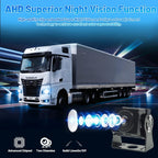Hikity AHD Rückfahrkamera Kit mit 7 Zoll Rear View Monitor, 12-24V Kabel Rückfahrkameras Set mit P68 Wasserdichter IR Nachtsich Auto Rückfahrkamera 4Pin 15M für Kfz, SUV, Van, Campingbus, Anhänger