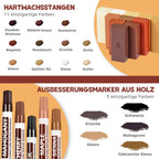 NYBQ Laminat Reparaturset, 24 Stück Holz Parkett Reparaturset Neuem Upgrade-Schmelzwerkzeug, 11 Farben Hartwachs für Holzkitt Vinylboden Holzböden Möbel Arbeitsplattet Reparatur set