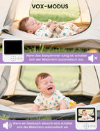 OBVHNUA Babyphone mit Kamera 720P IPS Video Babyphone ohne WLAN mit 2000mAh Akku Digitale Zoomfunktion Nachtsicht Temperatur-Alarm Zwei-Wege-Audio Schlaflieder VOX-Modus