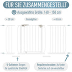 IB STYLE Treppenschutzgitter für Babys Berrin - Türschutzgitter, Schutzgitter zum Klemmen, Für breite Öffnungen, Ohne Bohren, Weiß, 140-150 cm