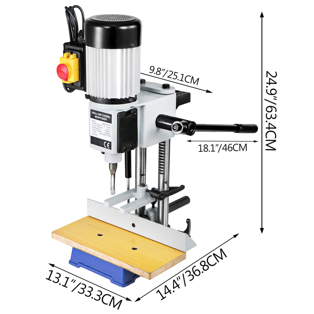 VEVOR Tischstemmmaschine, 750 W, 2800 U/min, Langlochbohrmaschine, Hohlstemmmaschine mit Meißel-Bit-Sets, Stemmmaschine für Holzarbeiten, zum Bohren runder oder quadratischer Löcher in Holz