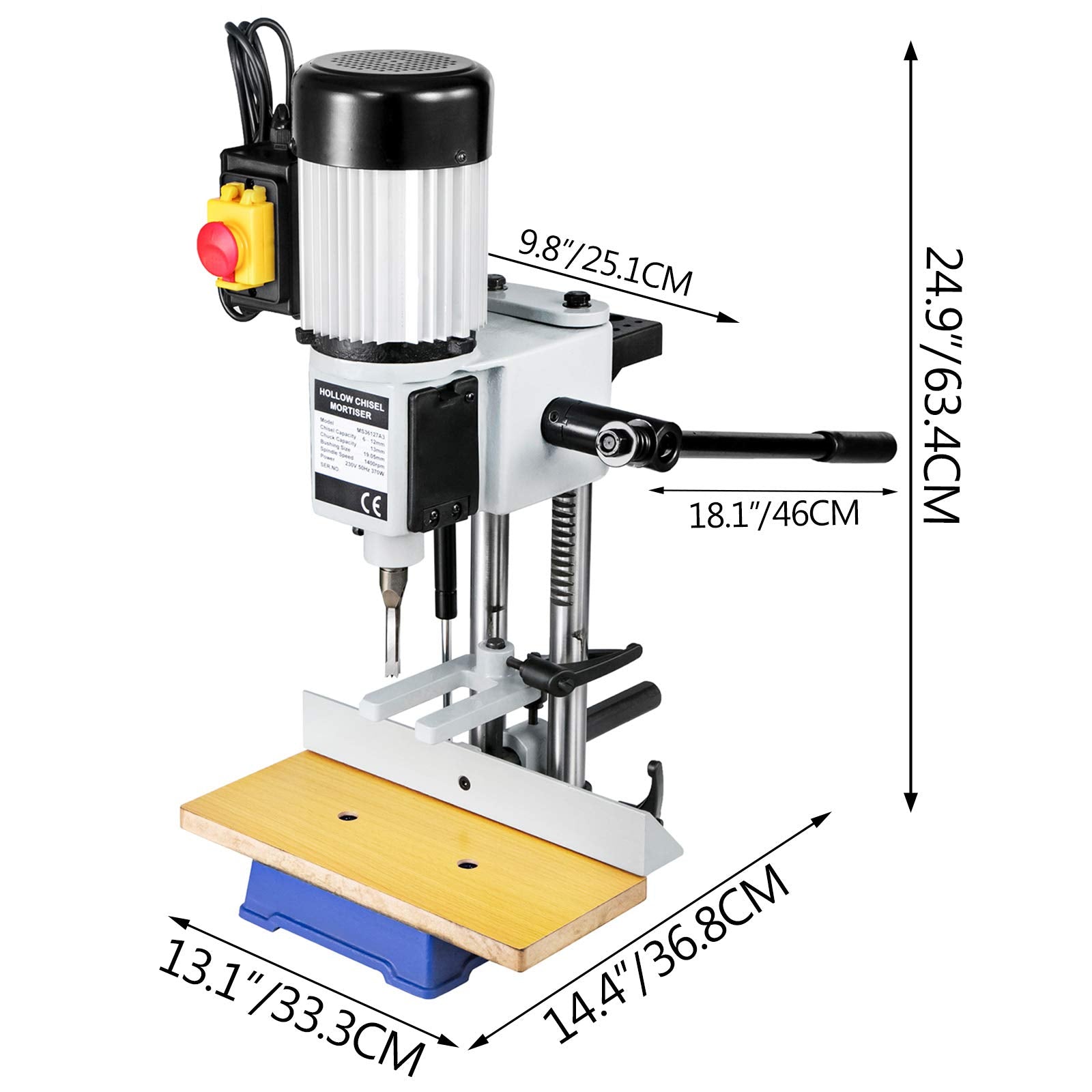 VEVOR Tischstemmmaschine, 750 W, 2800 U/min, Langlochbohrmaschine, Hohlstemmmaschine mit Meißel-Bit-Sets, Stemmmaschine für Holzarbeiten, zum Bohren runder oder quadratischer Löcher in Holz