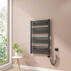 Heilmetz Badheizkörper Elektrisch 100x60cm Handtuchwärmer mit Digitalem Thermostat mit Timer-Funktion Gerade Handtuchtrockner Anthrazit 500W