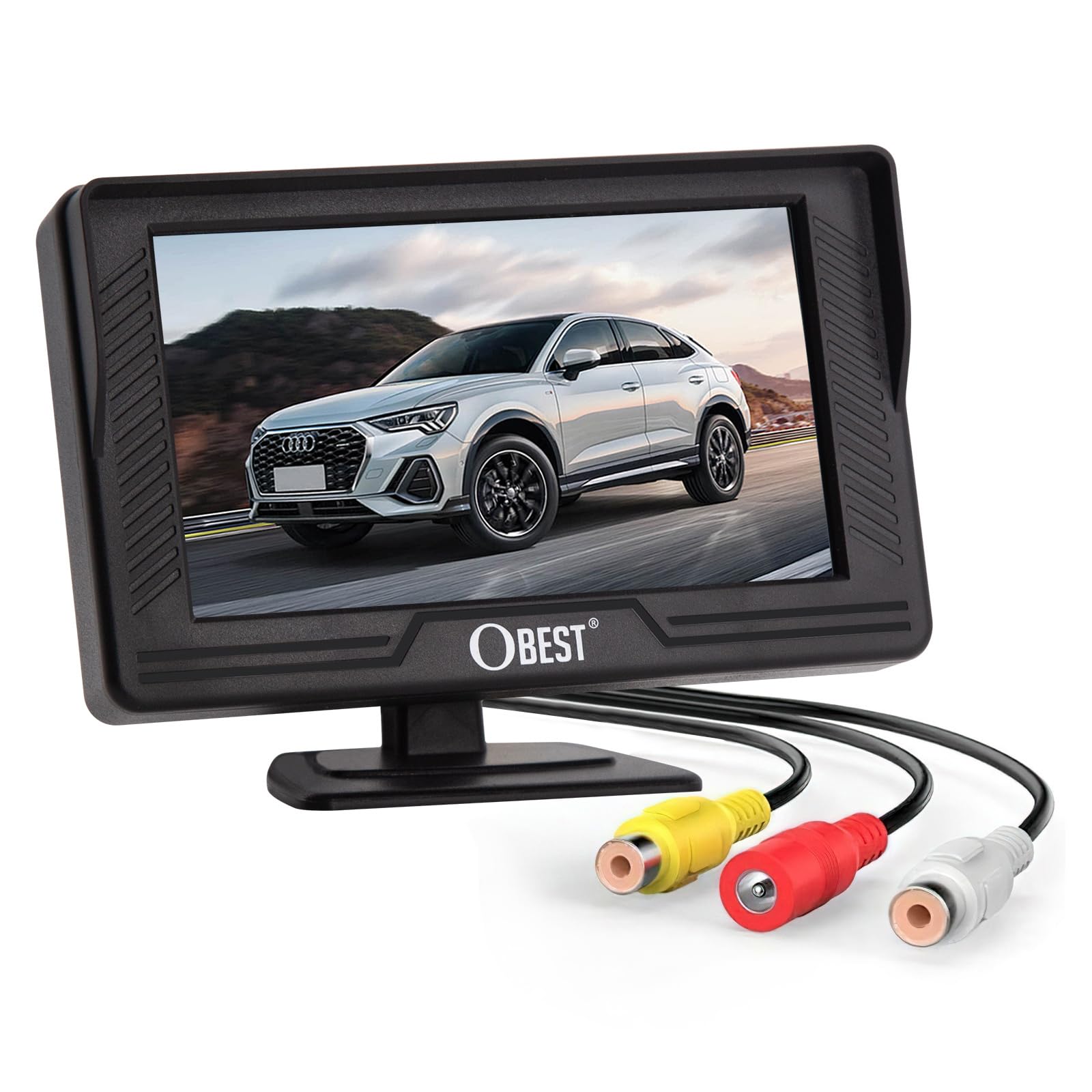 OBEST 4,3" Rückfahrkamera Auto Monitor Bildschirm, Monitor für Rückfahrkamera, V1/V2 Zwei Video-Eingang, LCD Auto Monitor für SUV, Van, KfZ, Truck