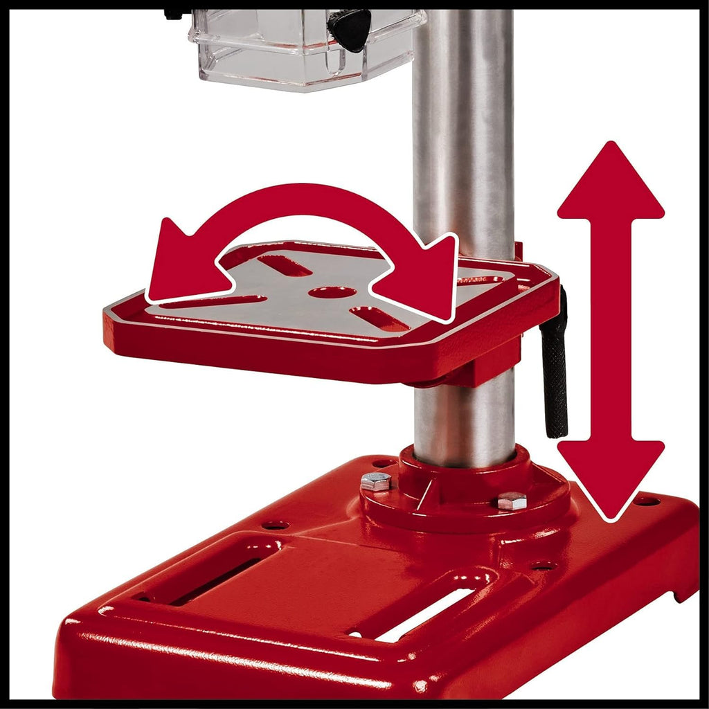 Einhell Säulenbohrmaschine TC-BD (Bis 2410 Min-1, 9 Stufen, Max. Bohrtiefe 50 mm, Einstellbarer Tiefenanschlag, Neig/drehbarer und Höhenverstellbarer Bohrtisch), Mutli, 500 W