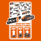 WORX Nitro Akku-Schlagschrauber 20V WX265.9 - leistungsstarker Brushless Motor - 3 Geschwindigkeitsstufe & 2 Modi - 200Nm Drehmoment - 3400 U/min - leicht & kompakt - ohne Akku & Ladegerät